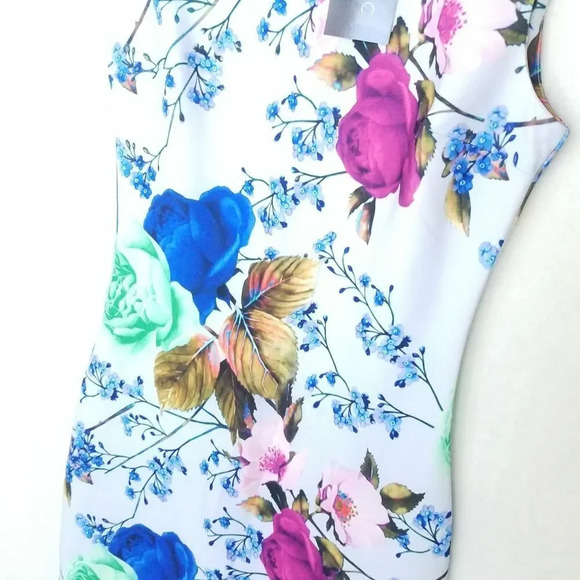 Iconic V&K Studio Floral Bodycon multicolor mini dress Women's size Medium - Picture 6 of 11